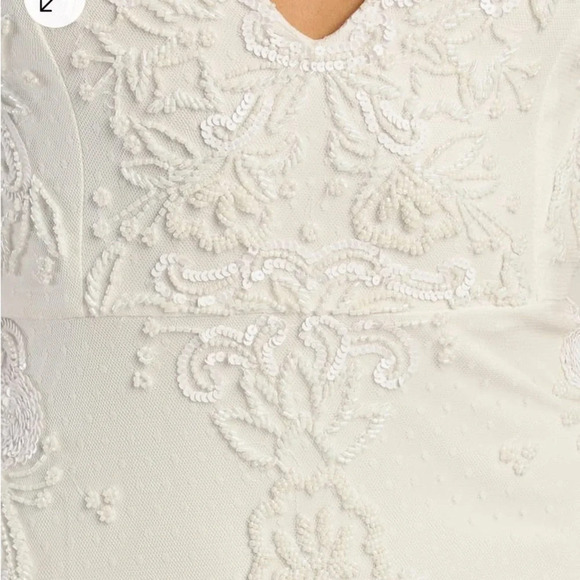 LULU'S M White Passionate Romance Beaded Sequin Mermaid Maxi Dress NEW #167 Sz M - Picture 5 of 9